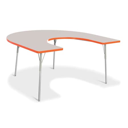 Jonti-Craft Berries Horseshoe Activity Table, 66 in. x 60 in., A-height, Freckled Gray/Orange/Gray 6445JCA114